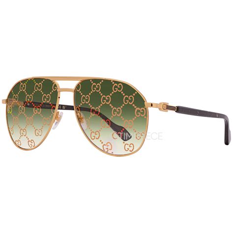 Gucci Green Logo Pilot Men's Sunglasses GG1220S 004 59